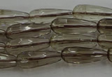 CTR85 15.5 inches 6*16mm faceted teardrop smoky quartz beads