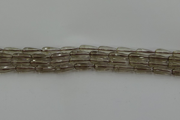 CTR85 15.5 inches 6*16mm faceted teardrop smoky quartz beads