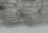 CTR90 15.5 inches 8*20mm faceted teardrop cloudy quartz beads