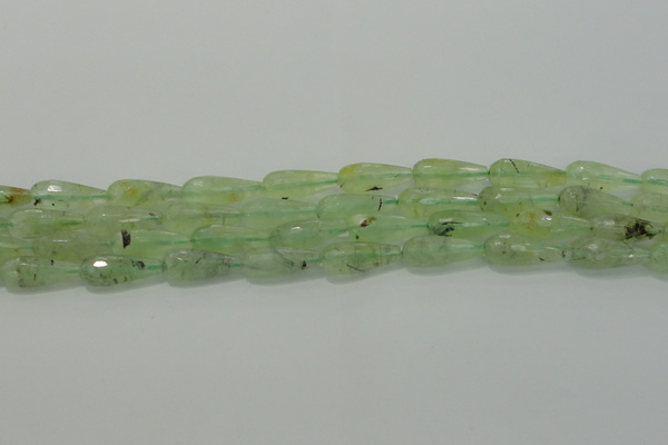 CTR93 15.5 inches 8*20mm faceted teardrop green rutilated quartz beads