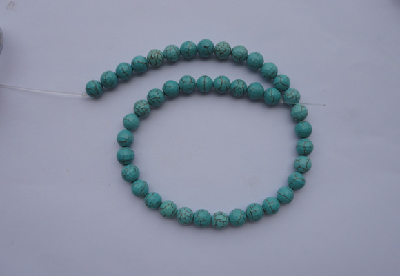 CTU12 15.5 inches 8mm faceted round blue turquoise beads Wholesale