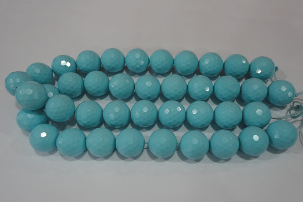 CTU1221 15.5 inches 6mm faceted round synthetic turquoise beads