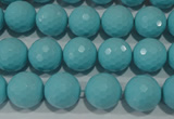 CTU1222 15.5 inches 8mm faceted round synthetic turquoise beads