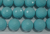 CTU1223 15.5 inches 10mm faceted round synthetic turquoise beads