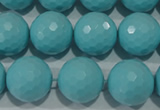 CTU1225 15.5 inches 14mm faceted round synthetic turquoise beads