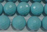 CTU1226 15.5 inches 16mm faceted round synthetic turquoise beads