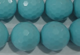 CTU1228 15.5 inches 20mm faceted round synthetic turquoise beads