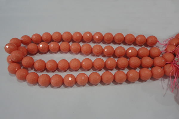 CTU1326 15.5 inches 14mm faceted round synthetic turquoise beads