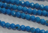 CTU1630 15.5 inches 4mm faceted round synthetic turquoise beads