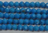 CTU1631 15.5 inches 6mm faceted round synthetic turquoise beads