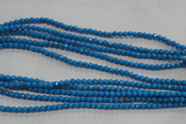 CTU1631 15.5 inches 6mm faceted round synthetic turquoise beads