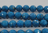 CTU1632 15.5 inches 8mm faceted round synthetic turquoise beads