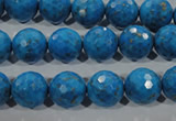 CTU1635 15.5 inches 14mm faceted round synthetic turquoise beads