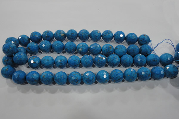 CTU1635 15.5 inches 14mm faceted round synthetic turquoise beads