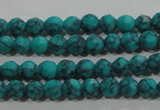 CTU1681 15.5 inches 4mm faceted round synthetic turquoise beads