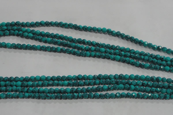 CTU1681 15.5 inches 4mm faceted round synthetic turquoise beads