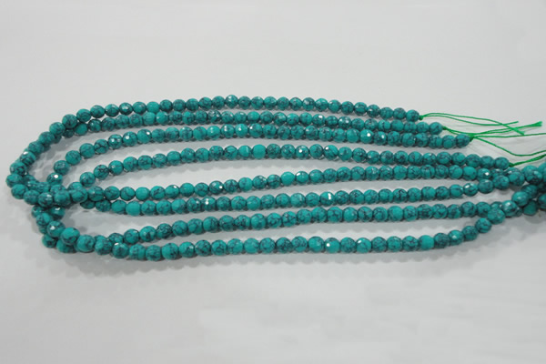 CTU1682 15.5 inches 6mm faceted round synthetic turquoise beads