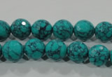 CTU1684 15.5 inches 10mm faceted round synthetic turquoise beads