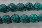 CTU1685 15.5 inches 12mm faceted round synthetic turquoise beads