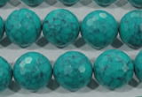 CTU1687 15.5 inches 16mm faceted round synthetic turquoise beads