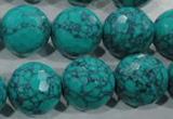 CTU1688 15.5 inches 18mm faceted round synthetic turquoise beads