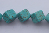 CTU18 15.5 inches 10*10mm cublc blue turquoise strand beads Wholesale