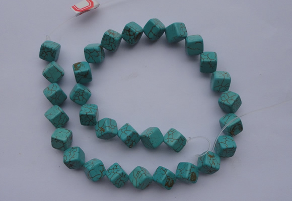 CTU18 15.5 inches 10*10mm cublc blue turquoise strand beads Wholesale