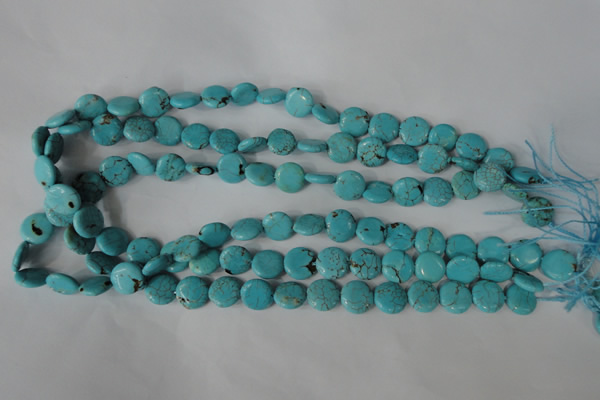 CTU1882 15.5 inches 12mm flat round imitation turquoise beads