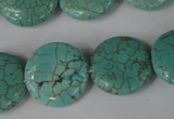 CTU1886 15.5 inches 20mm flat round imitation turquoise beads