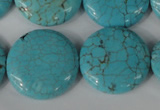 CTU1888 15.5 inches 25mm flat round imitation turquoise beads