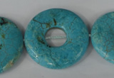 CTU1930 15.5 inches 35mm donut imitation turquoise beads