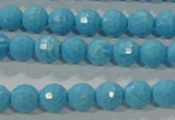 CTU2591 15.5 inches 6mm faceted round synthetic turquoise beads