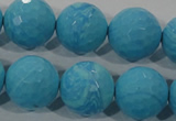 CTU2596 15.5 inches 16mm faceted round synthetic turquoise beads