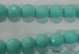 CTU2780 15.5 inches 4mm faceted round synthetic turquoise beads