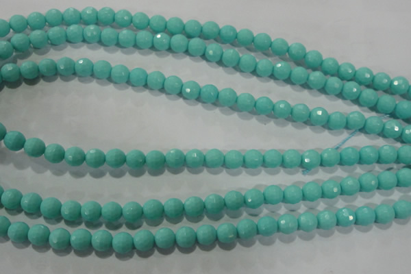 CTU2781 15.5 inches 6mm faceted round synthetic turquoise beads