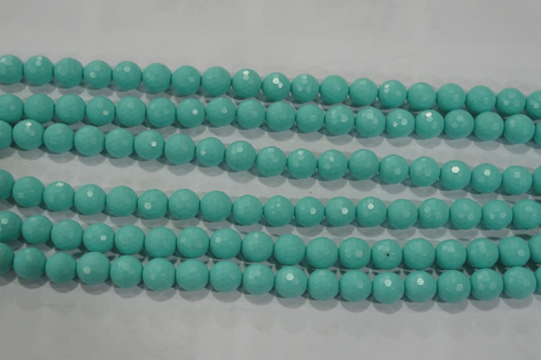 CTU2782 15.5 inches 8mm faceted round synthetic turquoise beads