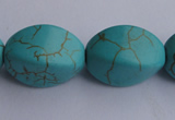 CTU28 15.5 inches 13*20mm twisted oval blue turquoise beads Wholesale