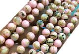 CTU3107 15 inches 4mm round gold vein howlite turquoise beads