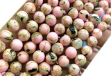 CTU3109 15 inches 8mm round gold vein howlite turquoise beads