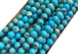 CTU3142 15 inches 6mm round gold vein howlite turquoise beads