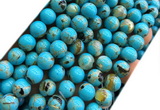 CTU3143 15 inches 8mm round gold vein howlite turquoise beads