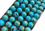 CTU3144 15 inches 10mm round gold vein howlite turquoise beads