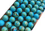 CTU3145 15 inches 12mm round gold vein howlite turquoise beads