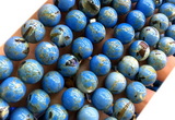 CTU3149 15 inches 10mm round gold vein howlite turquoise beads