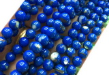 CTU3154 15 inches 6mm round gold vein howlite turquoise beads