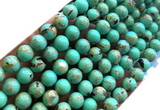 CTU3160 15 inches 4mm round gold vein howlite turquoise beads