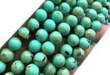 CTU3162 15 inches 8mm round gold vein howlite turquoise beads