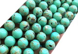 CTU3163 15 inches 10mm round gold vein howlite turquoise beads