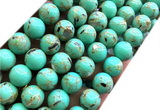 CTU3164 15 inches 12mm round gold vein howlite turquoise beads