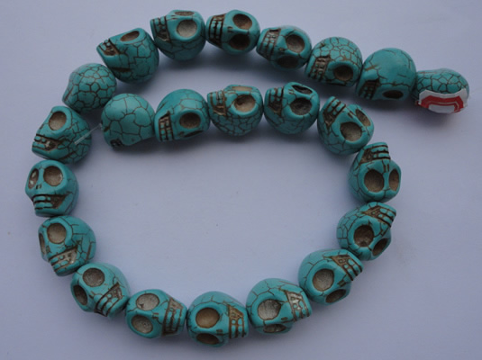 CTU32 15.5 inches 14*17*18mm skull shape blue turquoise beads